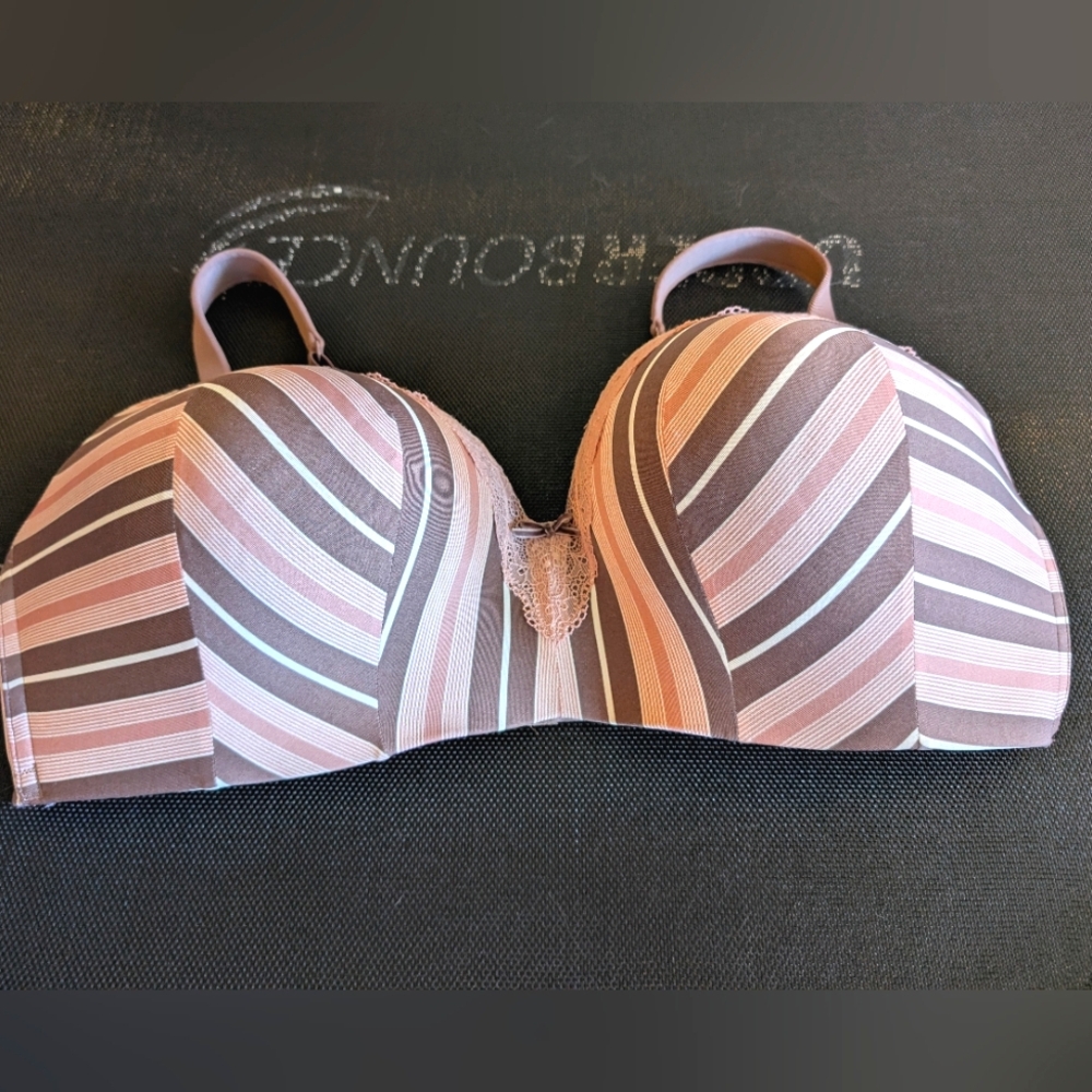 Lane Bryant Cacique Striped Pink and Brown Bra 44DDD